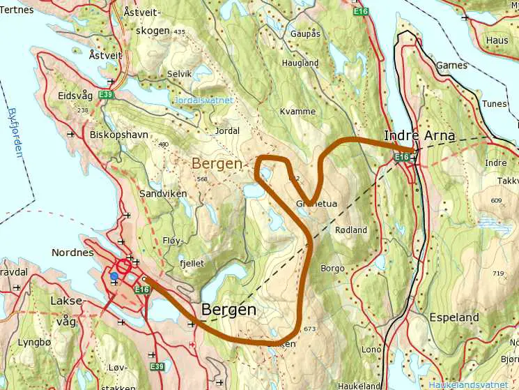 Wanderkarte Bergen Arna