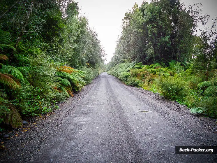 Die Carretera Austral - meist eine Schotterpiste wie hier nahe Chaiten