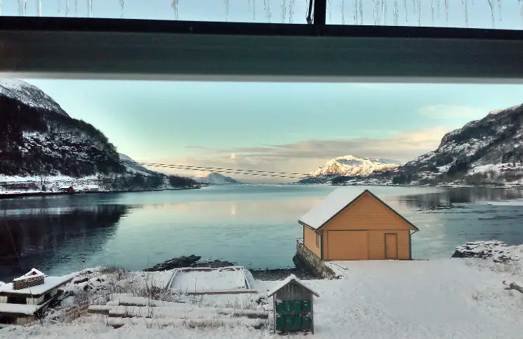 Ausblick Stongfjord Fenster Winter
