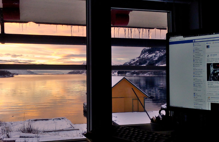 Ausblick Stongfjord Sonnenuntergang