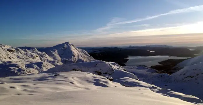 Winterlandschaft Berge Fjorde Norwegen